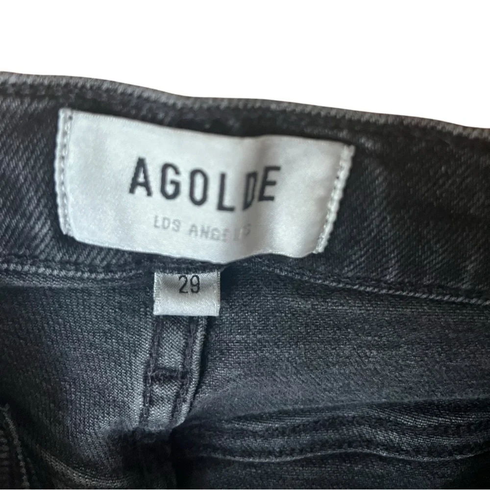 AGOLDE Riley Size 29 Washed Black High Rise Straight Crop Jeans - Picture 3 of 8